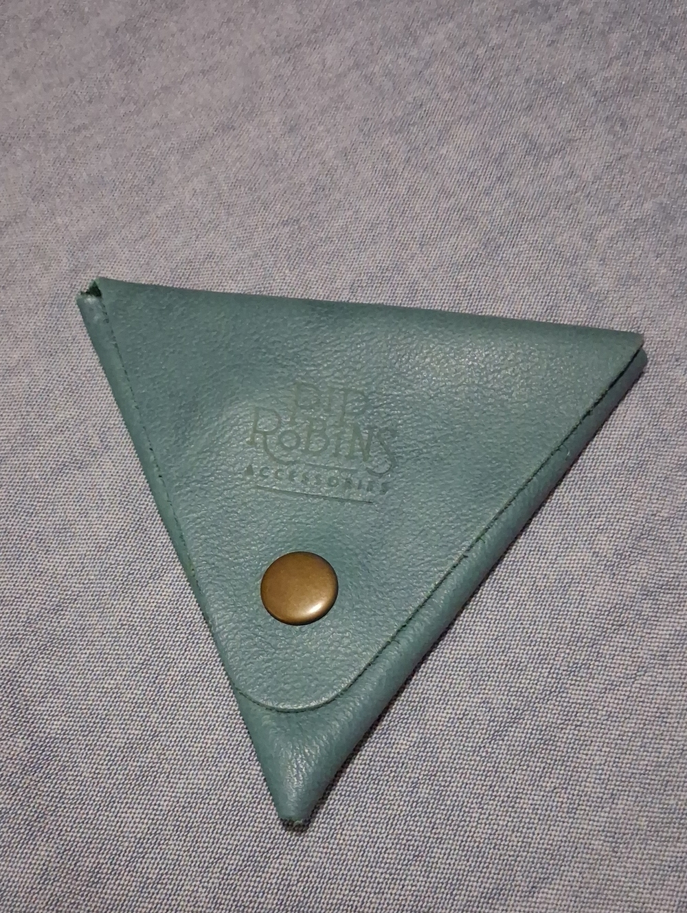 Pip Robins Accessories Teal Blue Leather Triangle Coin Pouch w/ Brass Snaps NEW